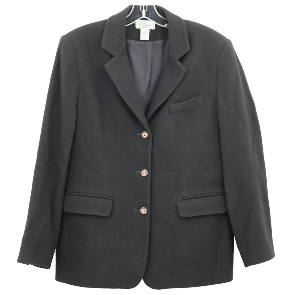 L.L. Bean Wool & Cashmere Blazer Black Women's 12 Regular